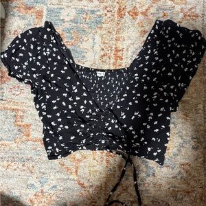 Garage black and white blouse with tie in the front size medium